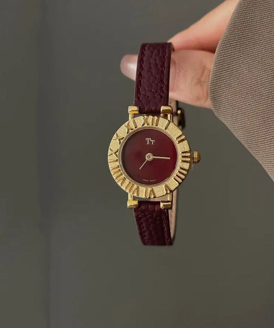 Montres élégantes en acier inoxydable rouge, cuir et cristal Hardlex - Wavlynn