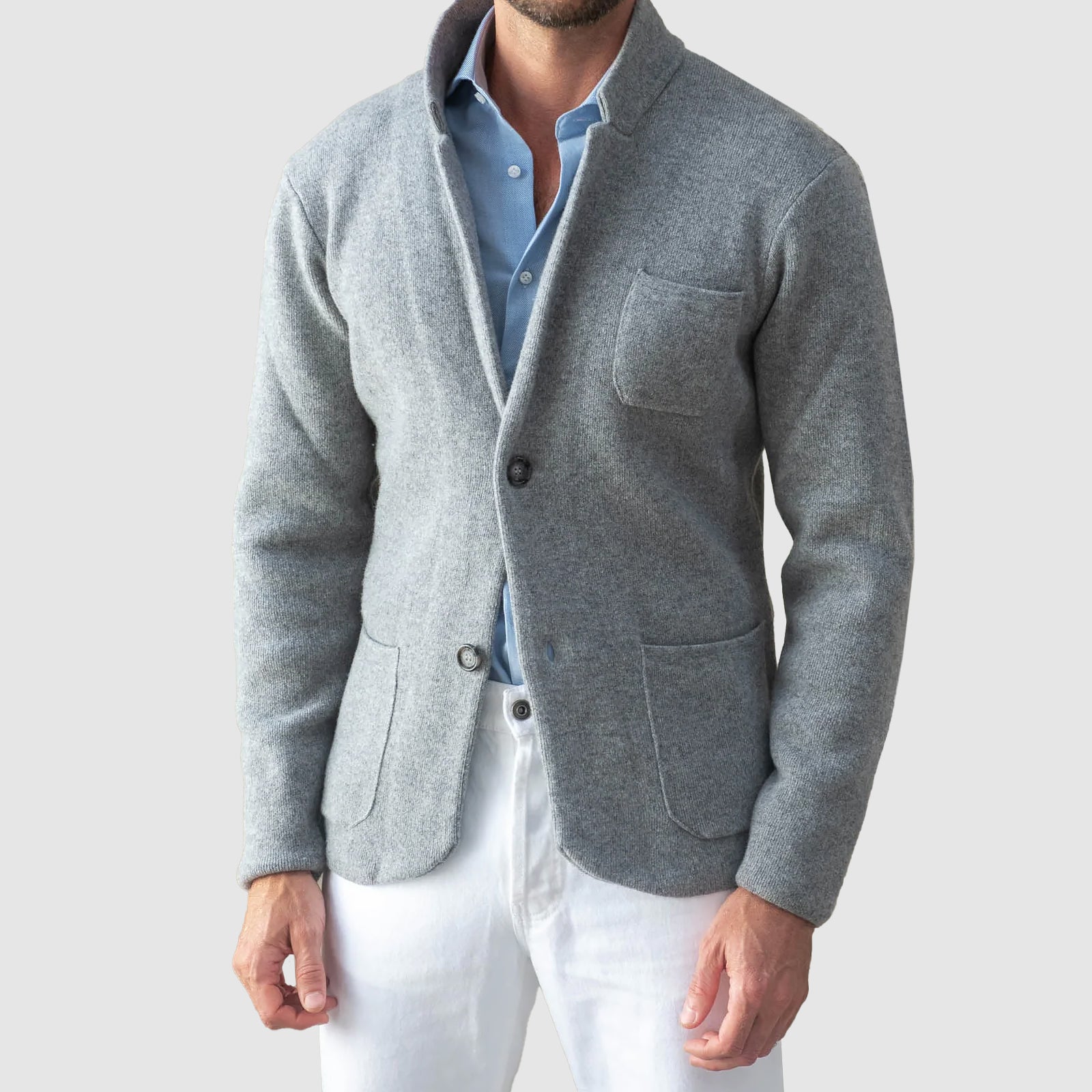 Felix Grant women's elegant knitted jacket, timeless refined outerwear with premium poly-blend craftsmanship