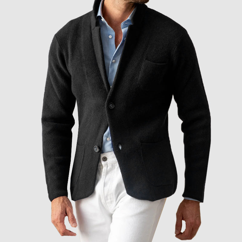 Felix Grant women's elegant knitted jacket, timeless refined outerwear with premium poly-blend craftsmanship