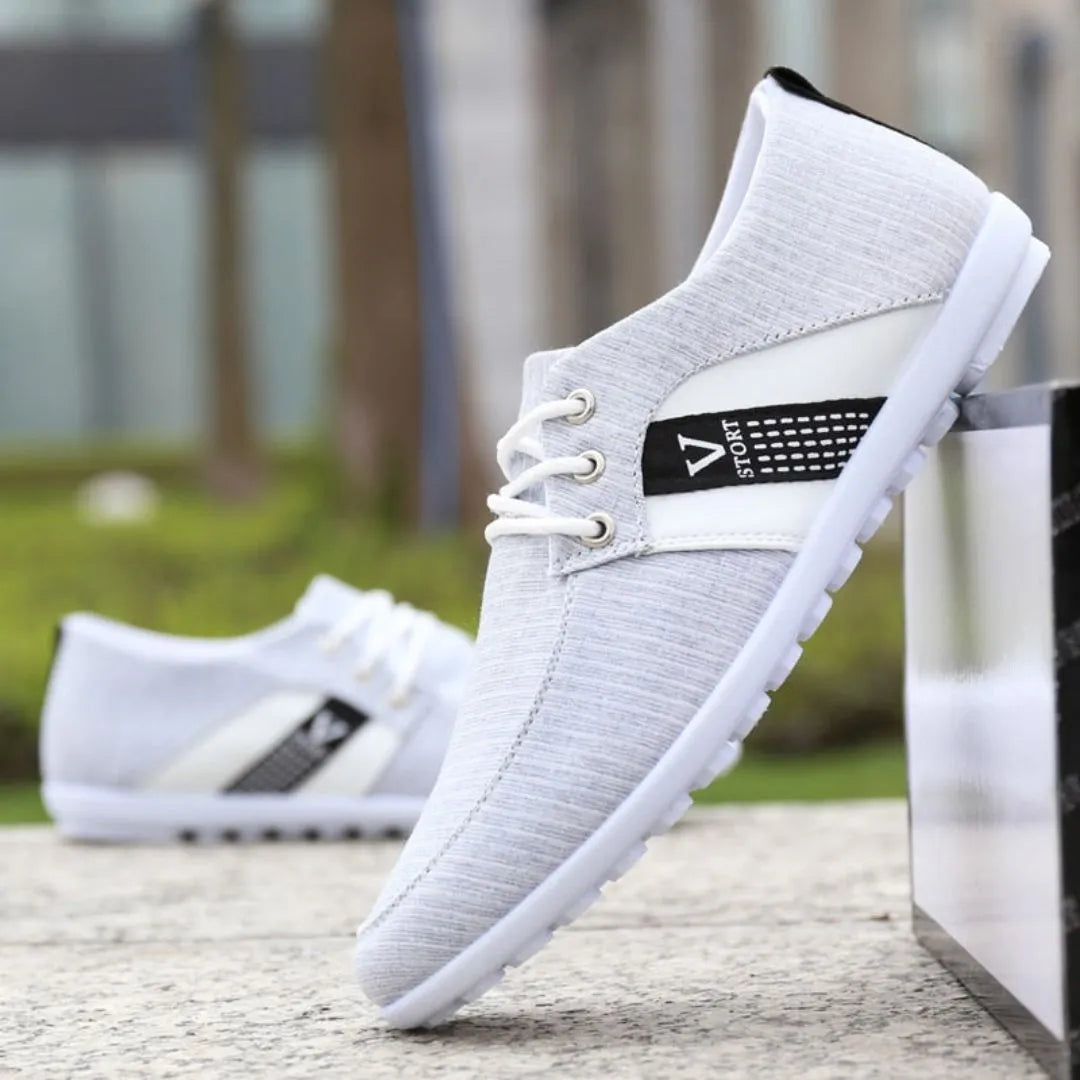 Wavlynn Renzo Horizon low-cut sneakers white gray colorblock soft woven upper cushioned interior