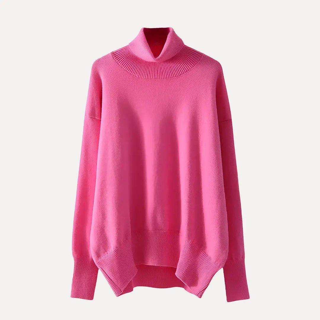 Eliana oversized turtleneck sweater in cozy soft fabric, relaxed winter casual style