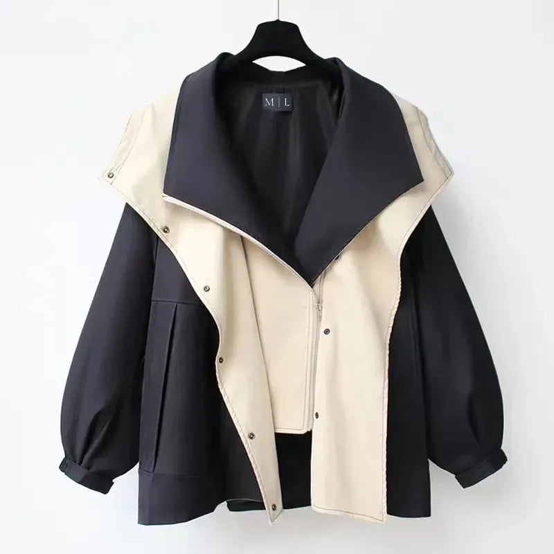 Elise Leroy patchwork cotton-blend jacket with adjustable hood and sophisticated button details