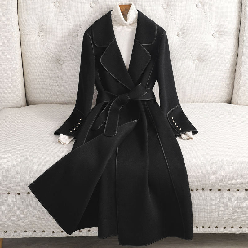 Elise Leroy Reversed Rhapsody oversized wool coat in rich tones with plush velvety texture