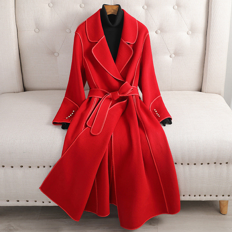 Reversed Rhapsody wool coat in rich tones, elegant structured silhouette with plush velvety texture