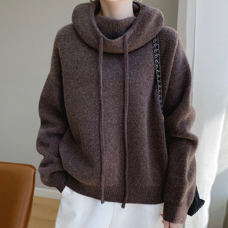 Elise Leroy wool hooded sweater, loose relaxed fit with masterfully knitted texture