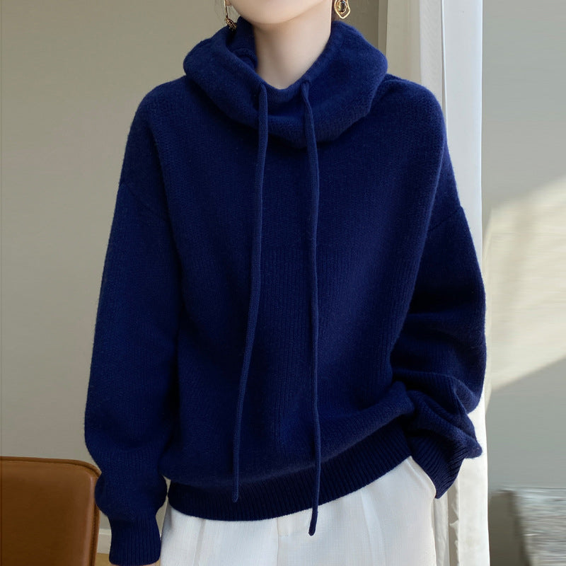 Elise Leroy cream wool hooded sweater, loose relaxed fit with masterfully knitted texture