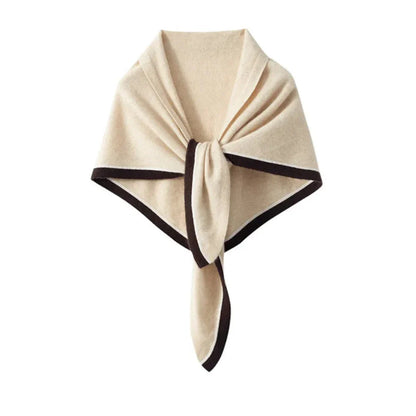 Elise two-tone cashmere scarf with contrasting trim edges, lightweight and cozy cold-weather accessory