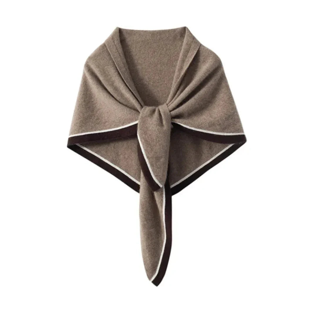 Elise lightweight cashmere scarf in two-tone palette with contrasting trim edges for chic layering