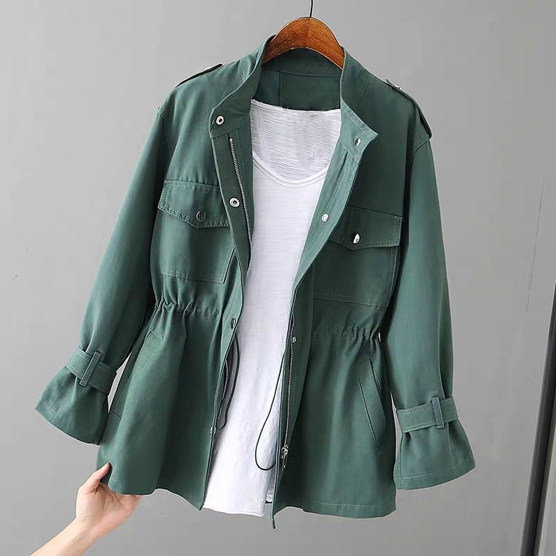 Wavlynn Audrey women's chic utility jacket with front zipper, minimalist silhouette, versatile outerwear