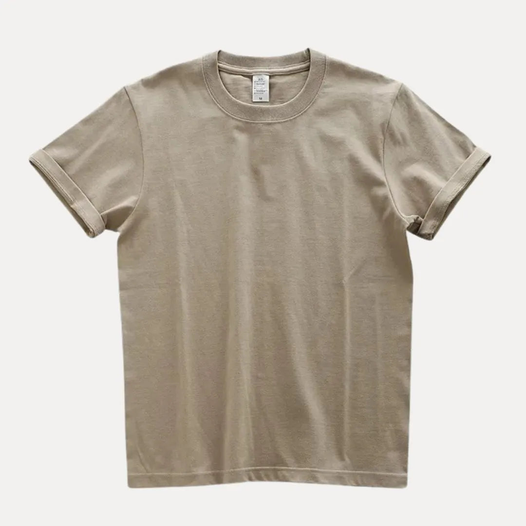 Ellis white cotton crewneck tee relaxed fit ribbed collar smart casual essential