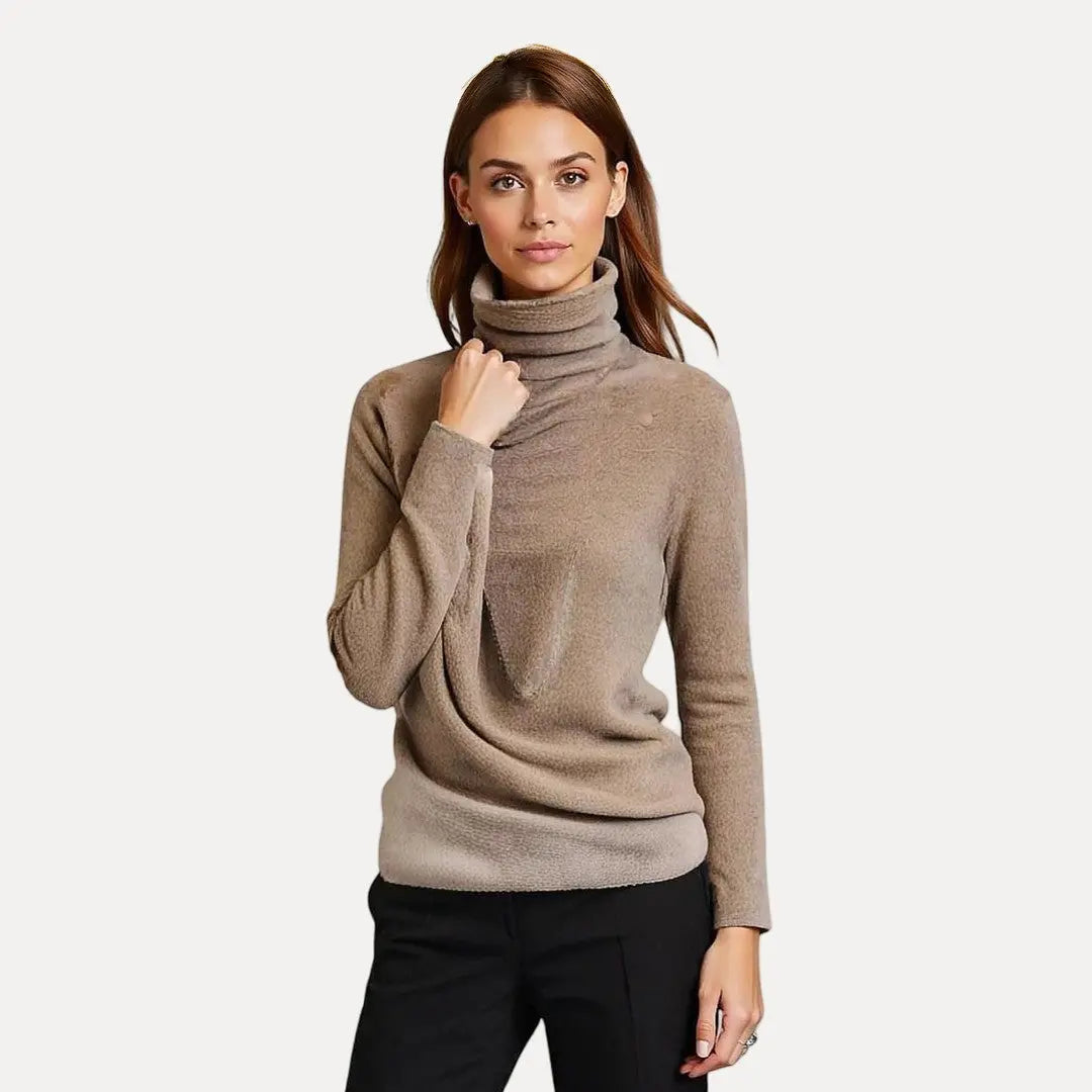 Pink turtleneck knit sweater silky acrylic unisex pullover cozy fluid silhouette by Wavlynn