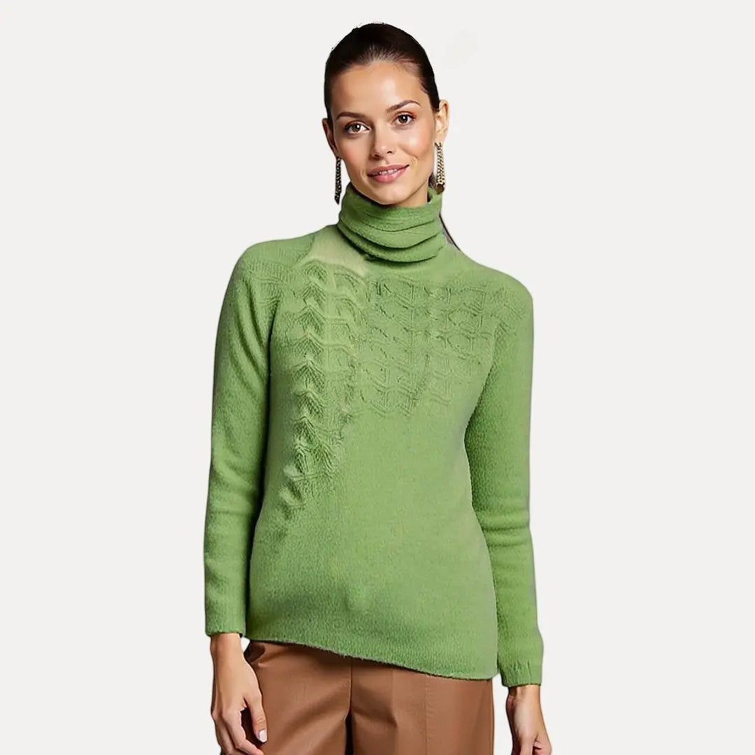 Emmeline vibrant turtleneck sweater with long sleeves, soft acrylic knit, cozy high-neck winter style