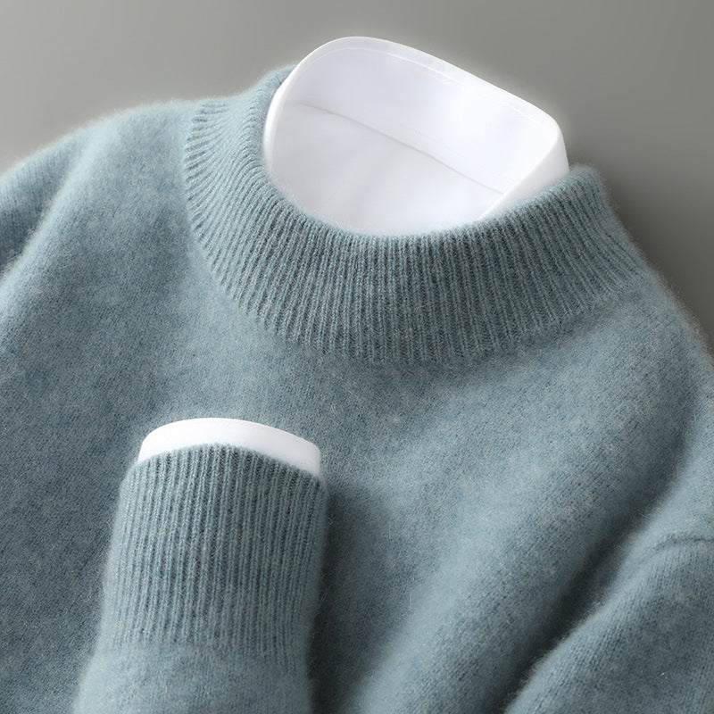 Men's Wavlynn Enzo Conti cashmere sweater, soft tailored layering collar knit in neutral tone