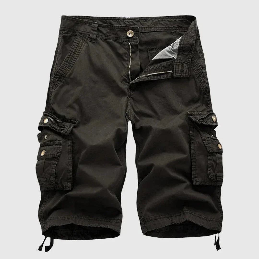 Men's relaxed fit cargo shorts in multi-pocket cotton twill, durable summer outdoor style