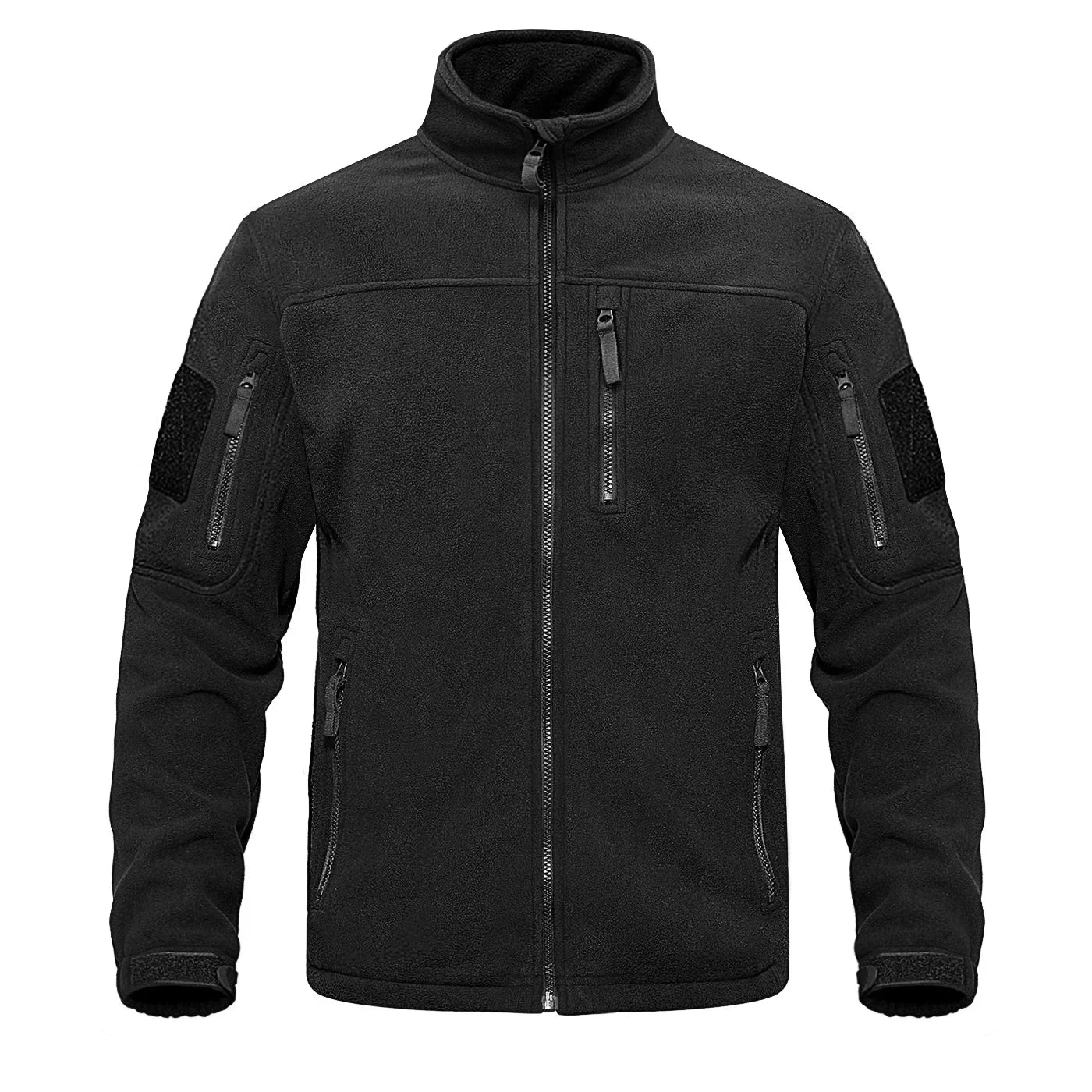 Men's full-zip thermal fleece jacket with high collar and multiple zippered pockets