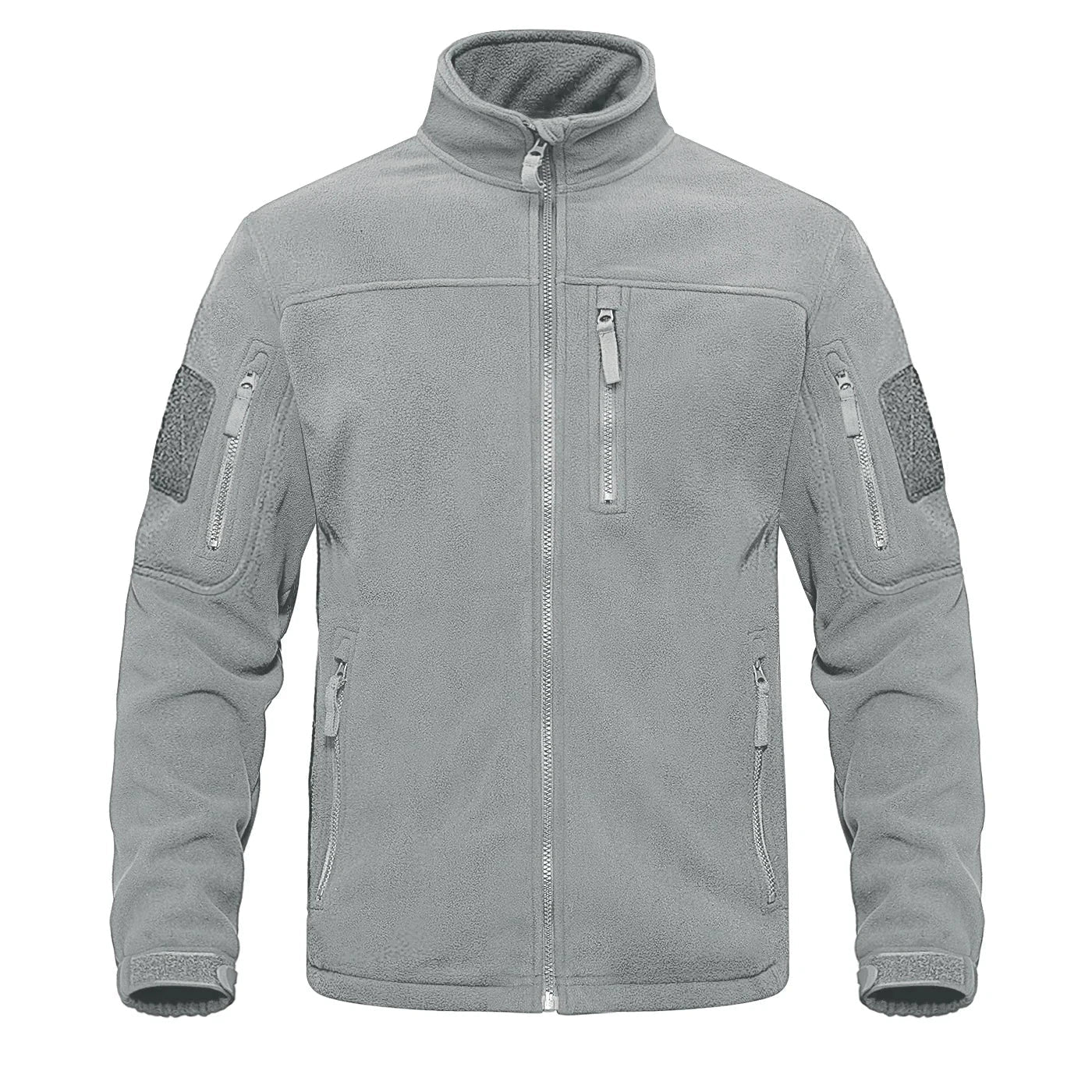 Men's navy thermal fleece full-zip jacket with high collar and multiple zippered pockets