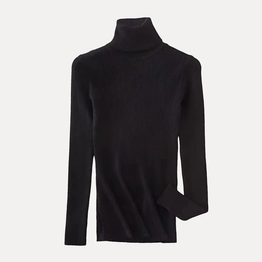 Wavlynn Eve slim fit knitted turtleneck women sweater, long sleeves, cozy soft knit for layering