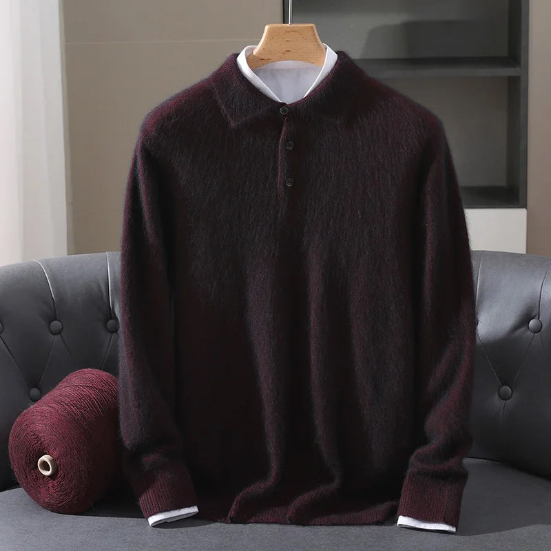 EverWarm cashmere blend polo sweater with classic collar and button placket, lightweight warm essential