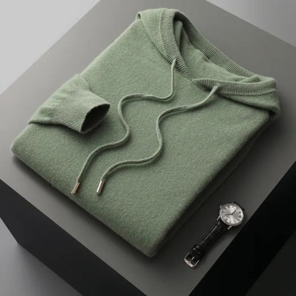 Everett gray merino wool hoodie sweater with true-to-size fit and moisture-wicking performance fabric