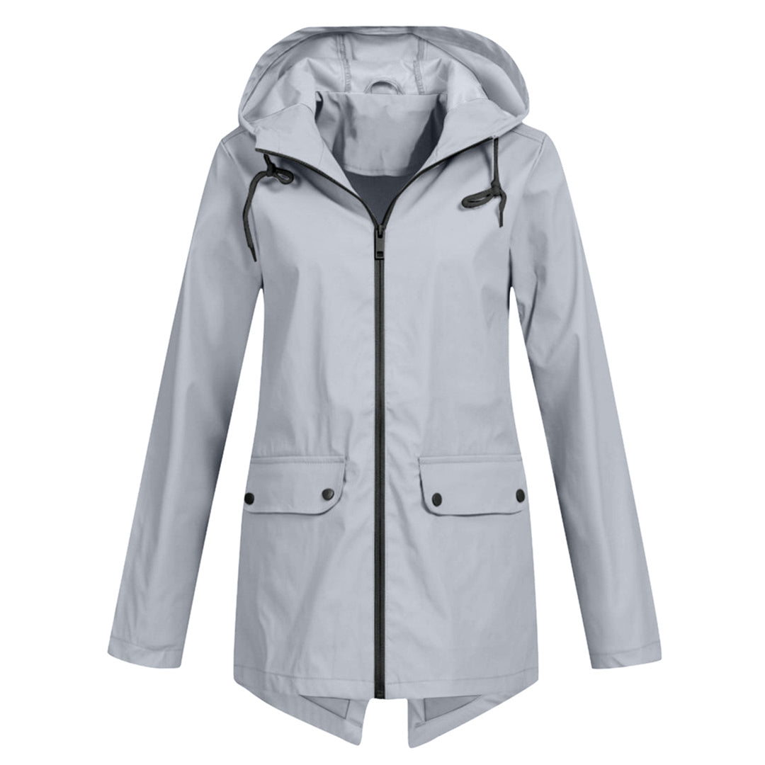 Women's lightweight hooded rain jacket breathable slim fit design ideal for commuting and outdoor adventures