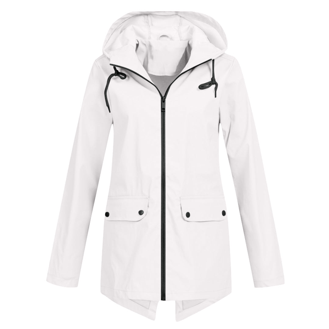 Women's lightweight hooded rain jacket in sleek modern cut, breathable waterproof design for commuters