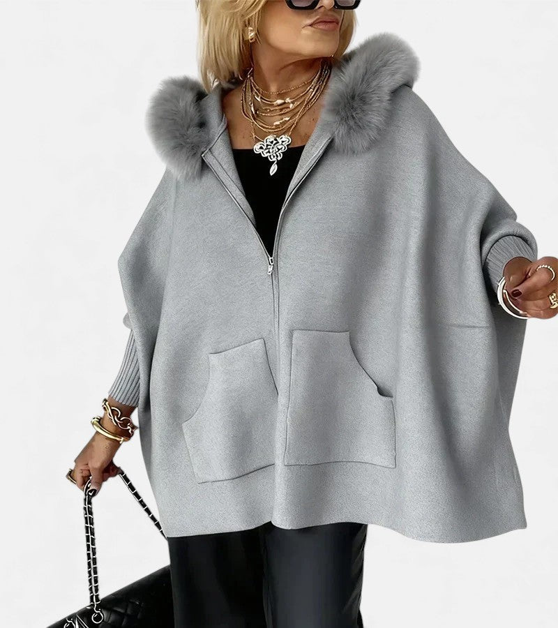 Women's casual hooded coat relaxed silhouette draped design everyday warmth