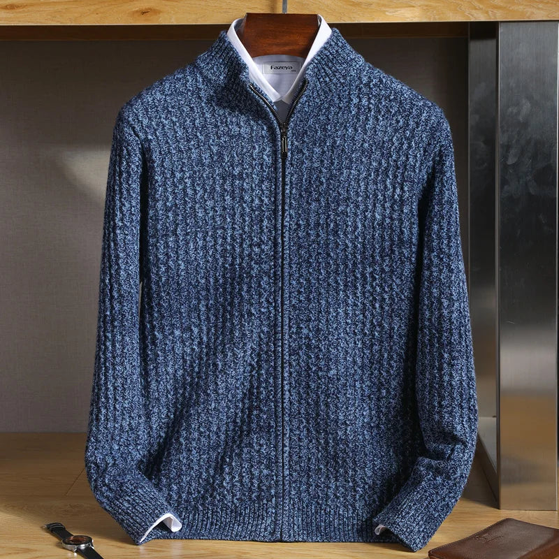 Fairmont ivory cashmere sweater tailored fit with artisanal textured knit detail