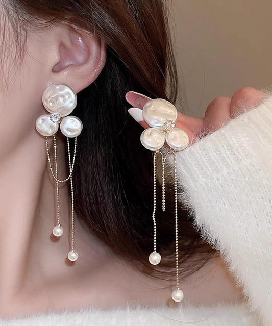 Boucles d'oreilles pendantes à pampilles en forme de poire florale en alliage d'or tendance - Wavlynn