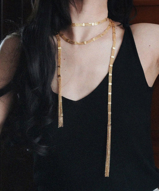 Collier pendentif à pompon multicouches en cuivre doré tendance - Wavlynn