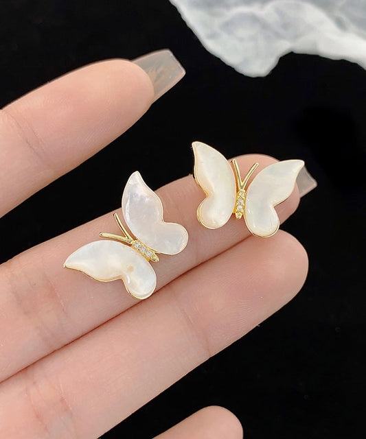 Boucles d'oreilles papillon tendance en or, cuivre et zircons - Wavlynn