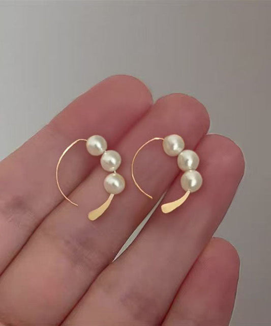 Boucles d'oreilles créoles tendance en argent sterling et or avec perles - Wavlynn