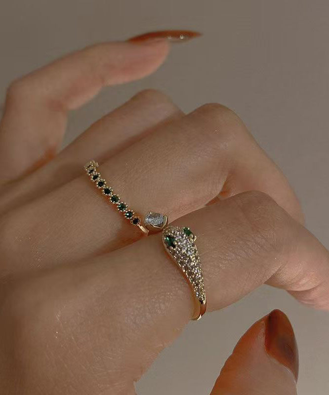 Ensemble de deux bagues ouvertes tendance en argent sterling et zircone surdoré - Wavlynn