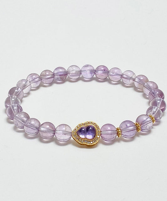 Bracelet chaîne en calebasse en alliage violet et cristal de zircon - Wavlynn