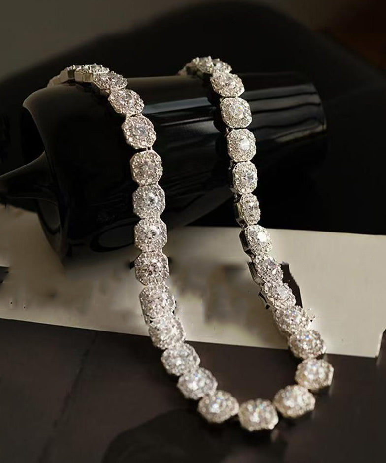 Collier de perles graduées en argent sterling et zircons - Wavlynn