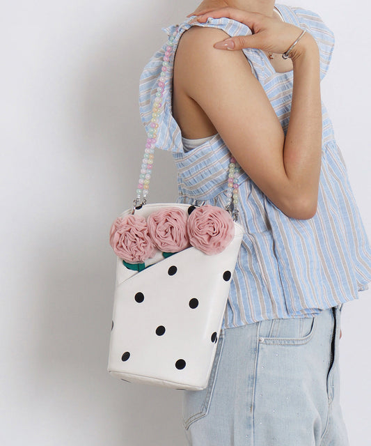 Sac seau tendance en similicuir blanc à imprimé floral - Wavlynn