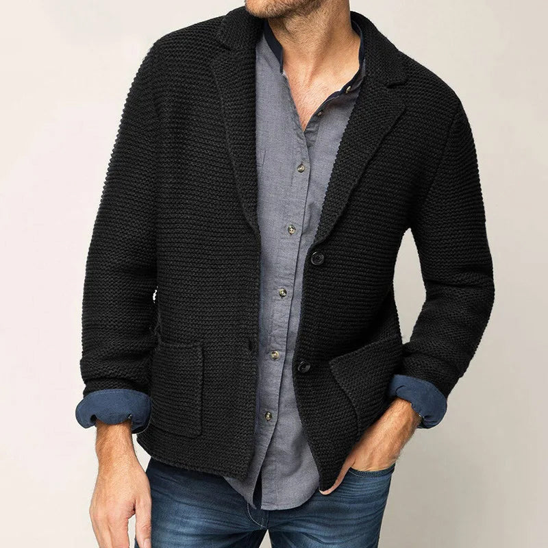 Felix Grant classic knit cardigan in muted tones with button closure and side pockets