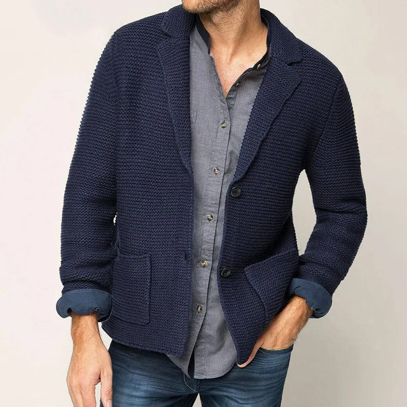 Felix Grant classic knit cardigan in muted tones with button closure and side pockets