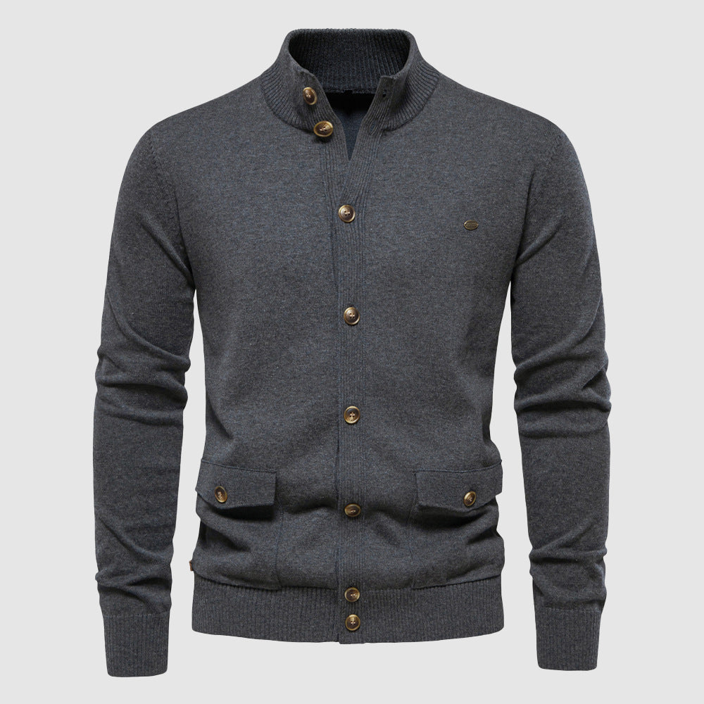 Felix Grant cotton knit cardigan, casual button-up style in breathable premium fabric