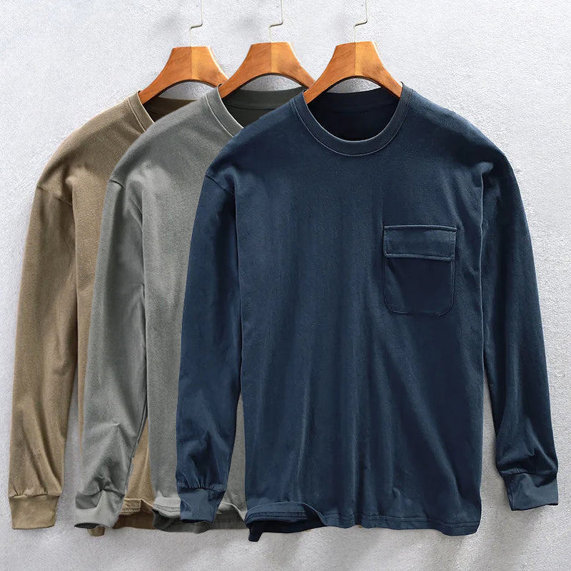 Felix Grant cotton crewneck sweatshirt with chest pocket, casual everyday style