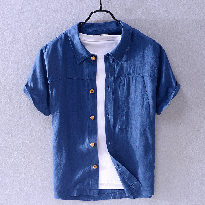 Felix Grant men's linen summer shirt short sleeve turn-down collar breathable warm-weather essential