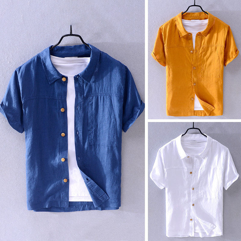 Felix Grant light linen summer shirt short sleeve turn-down collar breathable warm-weather essential
