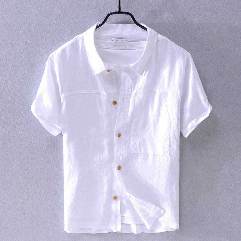 Felix Grant men's linen summer shirt short sleeve turn-down collar breathable warm-weather essential