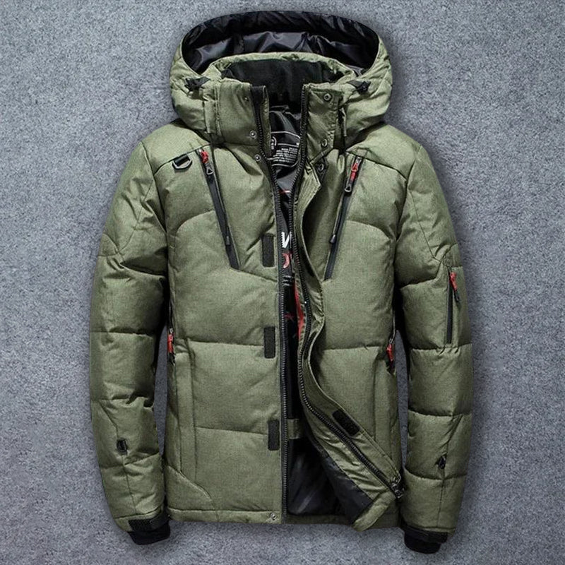 Felix Grant Mountain down jacket white goose insulation detachable hood reinforced zippers winter style