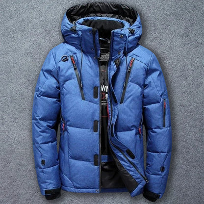 Felix Grant Mountain down jacket white goose insulation detachable hood reinforced zippers winter style