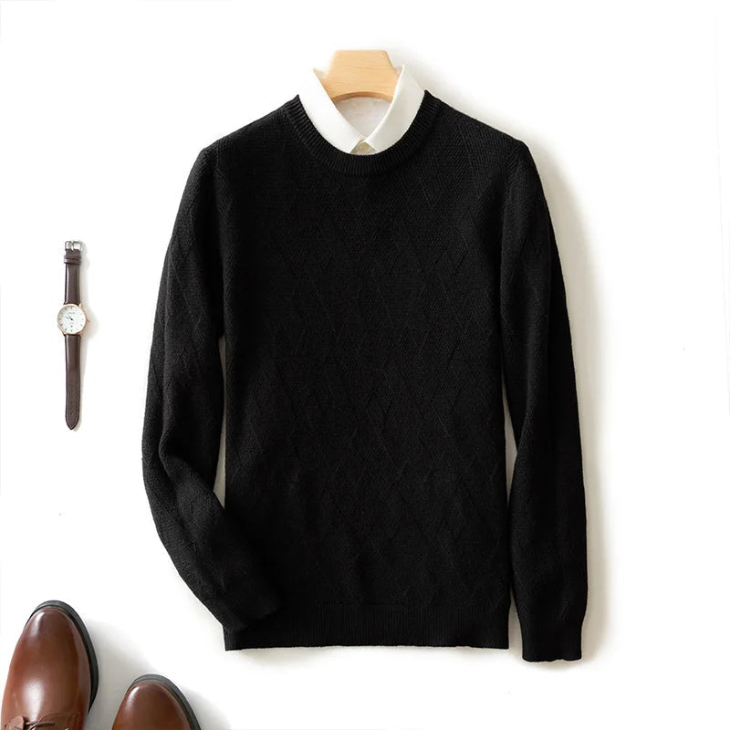 Felix Grant Tivoli knitted pullover wool blend round neck ribbed cuffs geometric texture