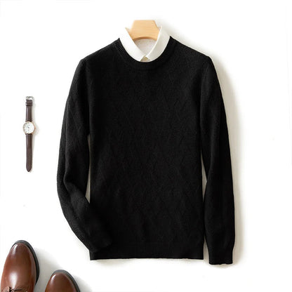 Felix Grant Tivoli knitted pullover wool blend round neck ribbed cuffs geometric texture