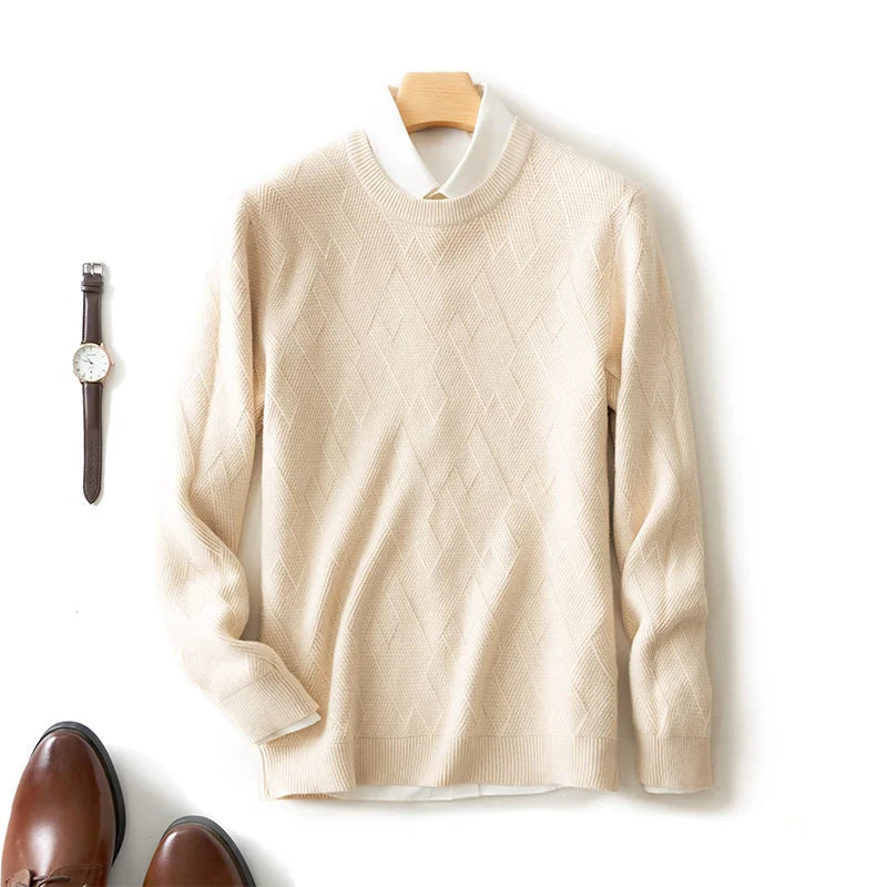 Felix Grant Tivoli knitted pullover wool blend round neck ribbed cuffs geometric texture