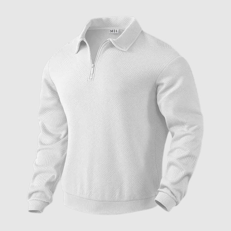 Felix Grant men's loose fit polo sweater in urban style with modern zipper collar long sleeve