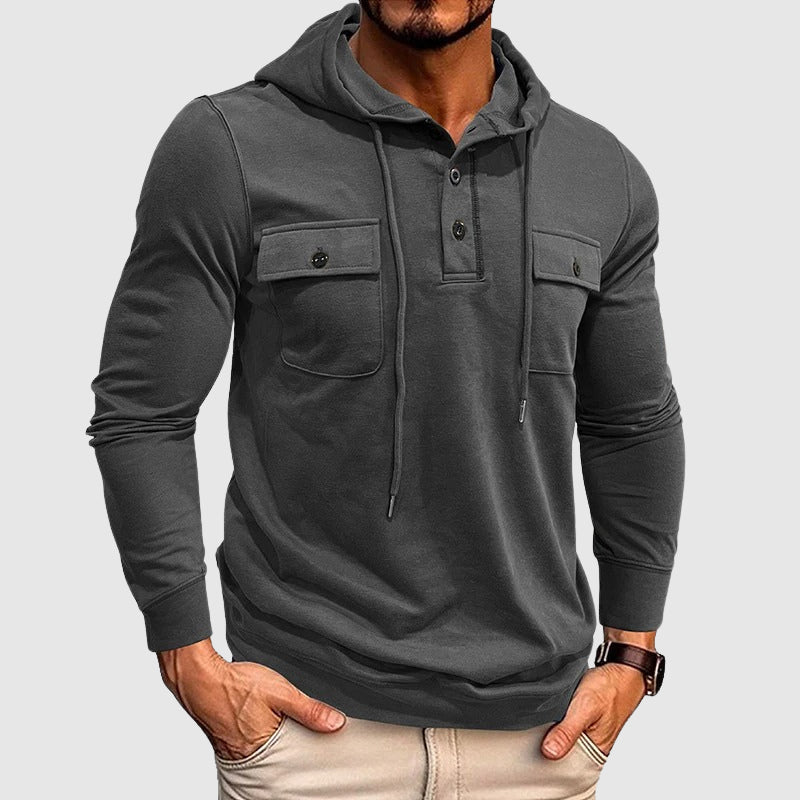 Felix Grant Urban Pulse Hoodie relaxed fit solid color lightweight cotton-polyester blend with chest pockets