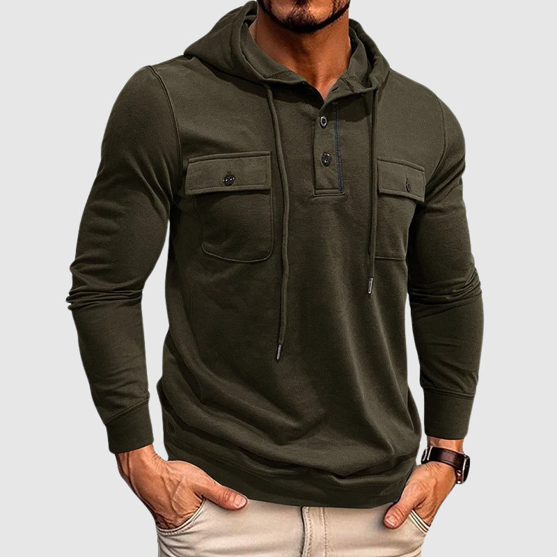 Felix Grant Urban Pulse Hoodie relaxed fit solid color lightweight cotton-polyester blend with chest pockets